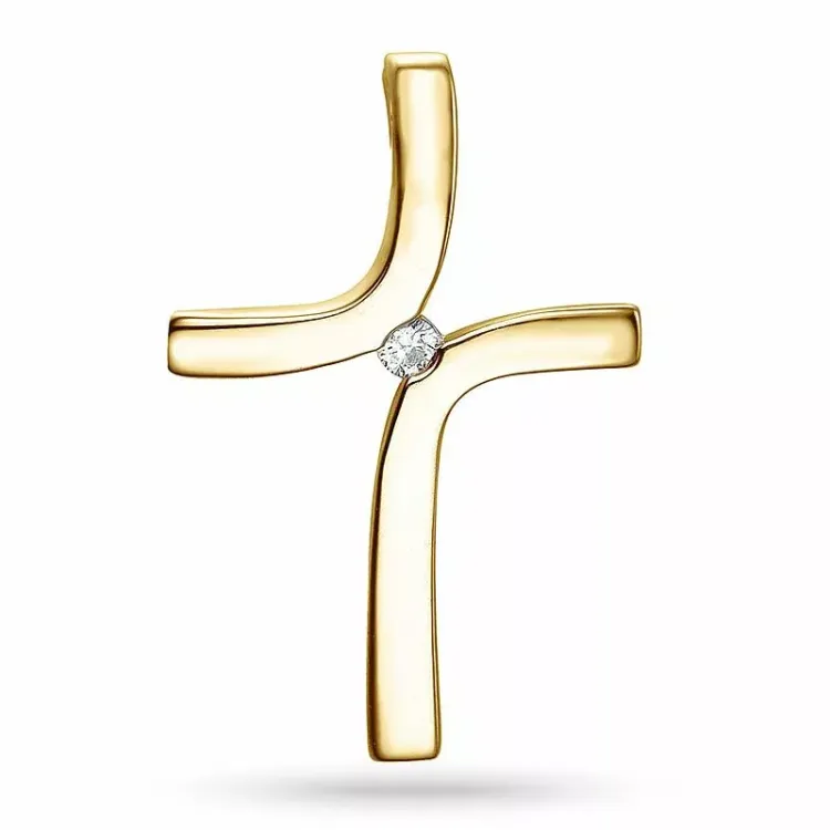 kors diamantberlocker i 9 carat guld 0,03 ct ct