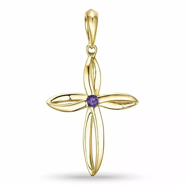 kors ametist hängen i 9 carat guld 0,02 ct