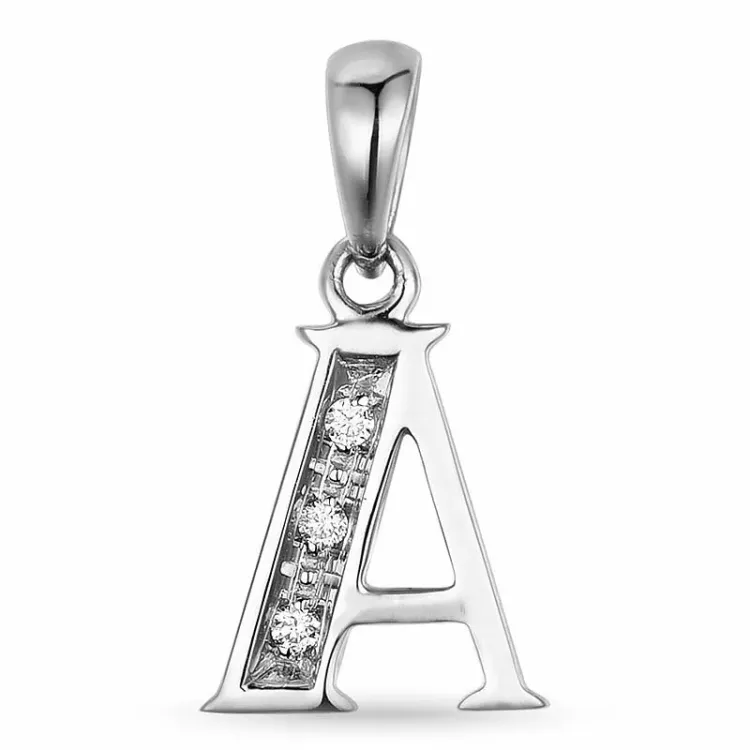 bokstav a diamant hängen i 9 carat vitguld 0,02 ct