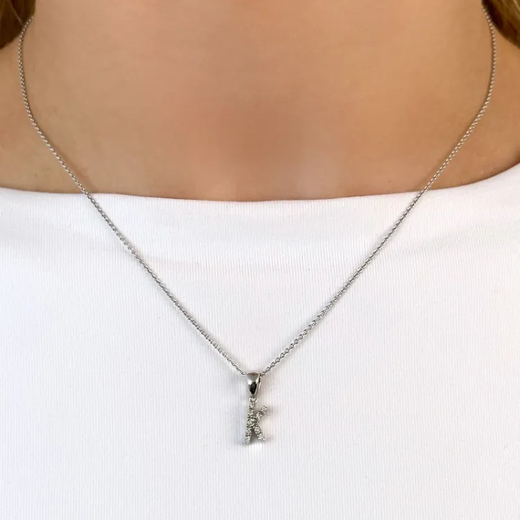 Bokstav k diamant hängen i 9 carat vitguld 0,06 ct