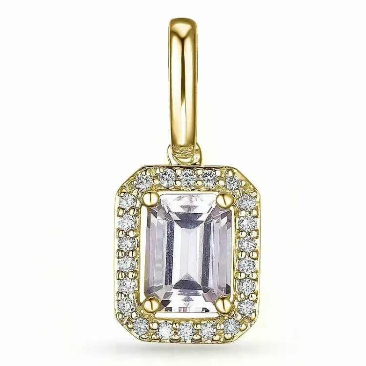 morganit diamantberlocker i 9 carat guld 0,78 ct 0,11 ct