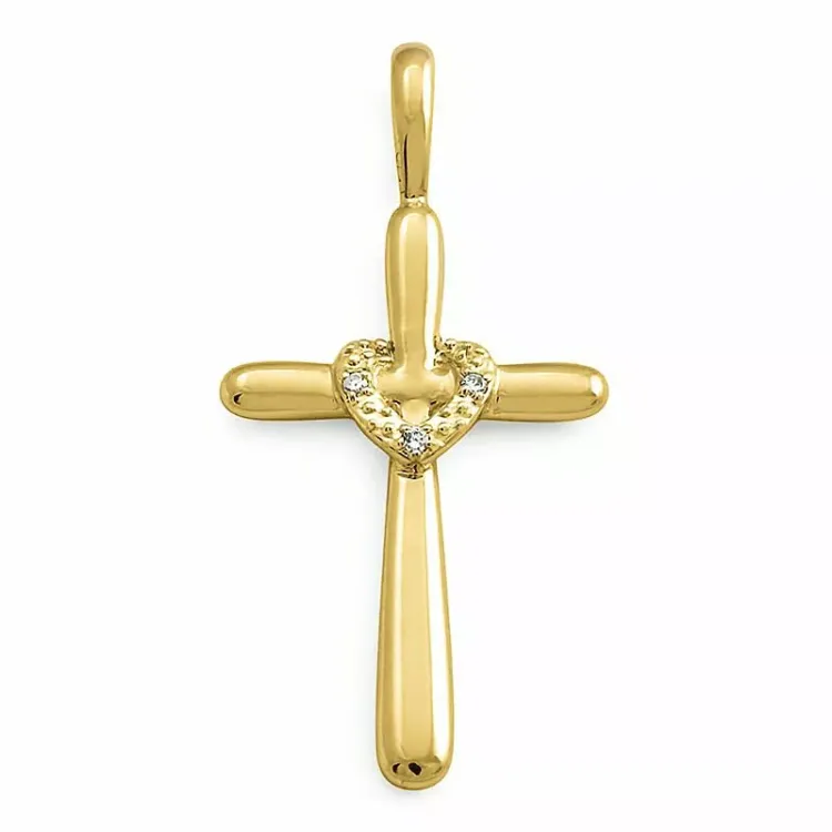 kors diamant hängen i 9 carat guld 0,01 ct