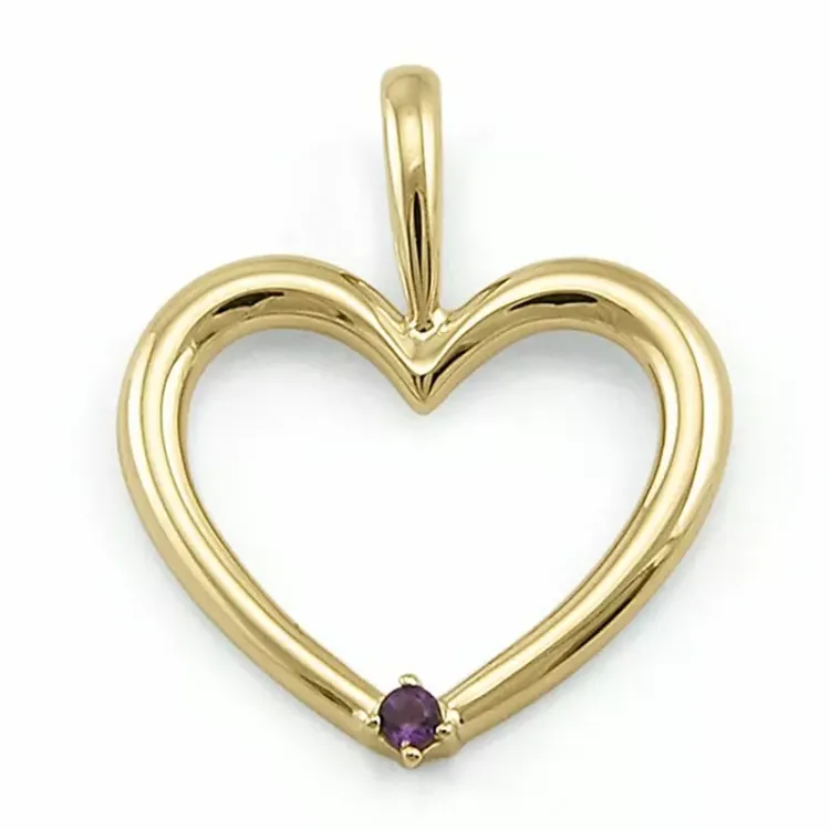 hjärta ametist hängen i 9 carat guld 0,02 ct ct
