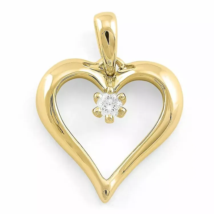 hjärta diamantberlocker i 9 carat guld 0,08 ct