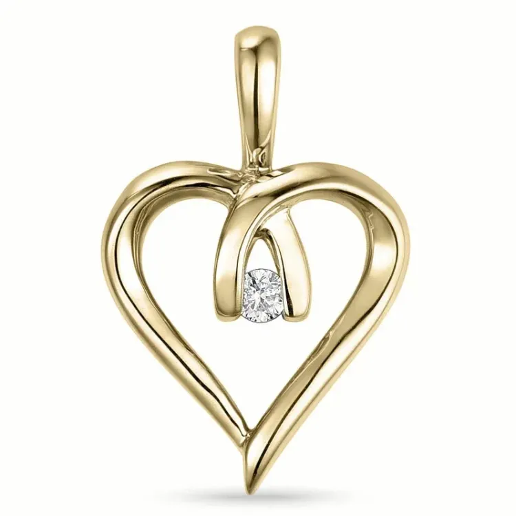 hjärta diamant hängen i 9 carat guld 0,02 ct