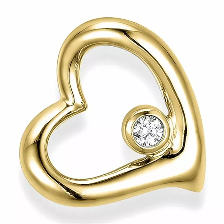 hjärta hängen i 9 carat guld 0,03 ct