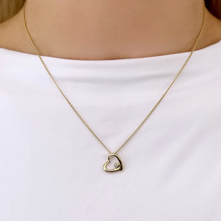 hjärta hängen i 9 carat guld 0,03 ct