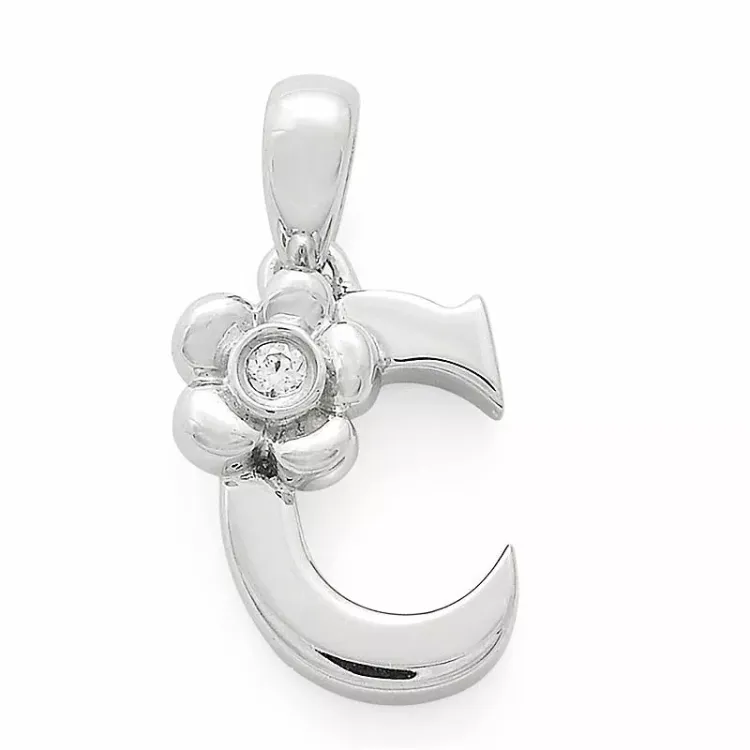 bokstav c diamantberlocker i 9 carat vitguld 0,01 ct