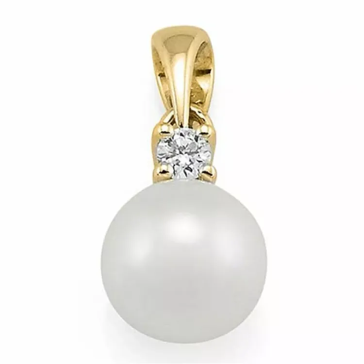 pärla diamantberlocker i 9 carat guld 0,05 ct
