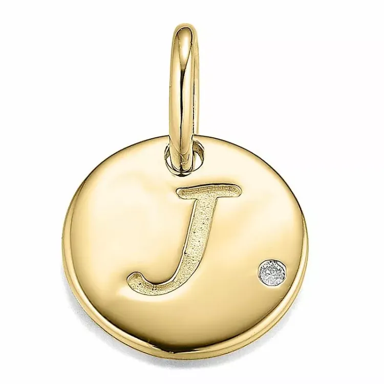 bokstav j diamant hängen i 9 carat guld 0,01 ct
