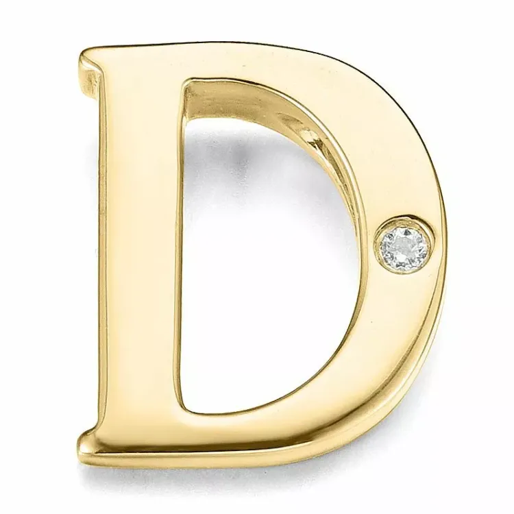 bokstav d diamant hängen i 9 carat guld 0,01 ct