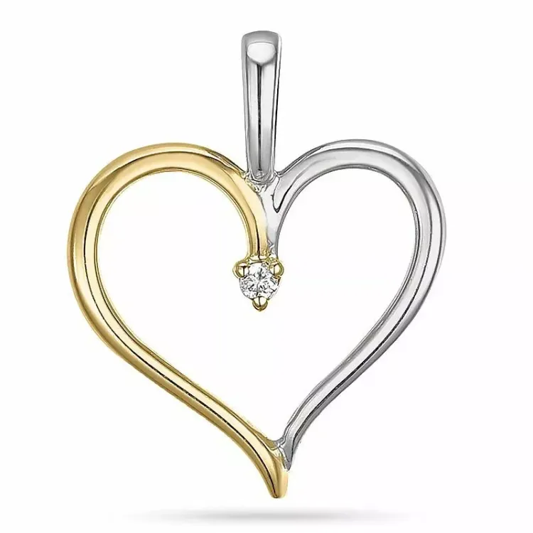 hjärta diamant hängen i 9 carat guld- och vitguld 0,01 ct