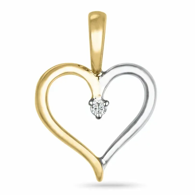 hjärta diamant hängen i 9 carat guld- och vitguld 0,01 ct