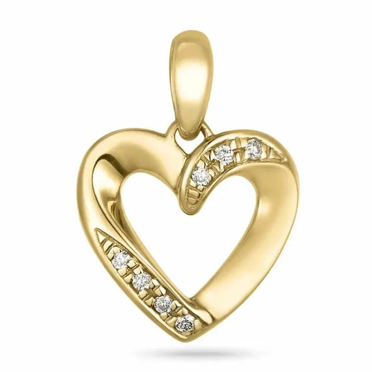 hjärta diamant hängen i 9 carat guld 0,03 ct