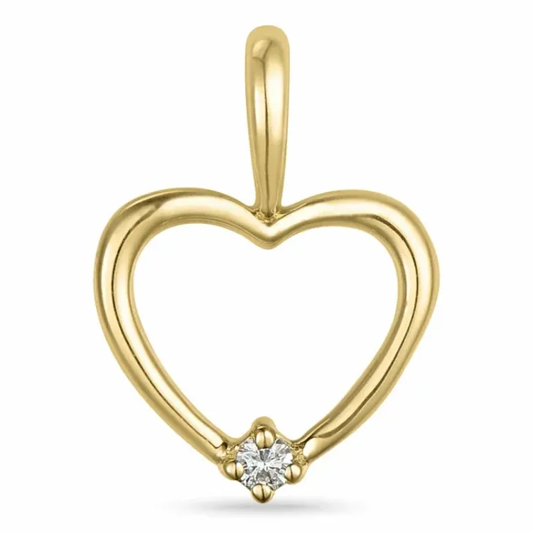 hjärta diamant hängen i 9 carat guld 0,01 ct