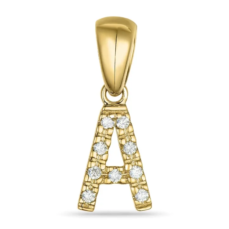 bokstav a diamant hängen i 9 carat guld 0,05 ct