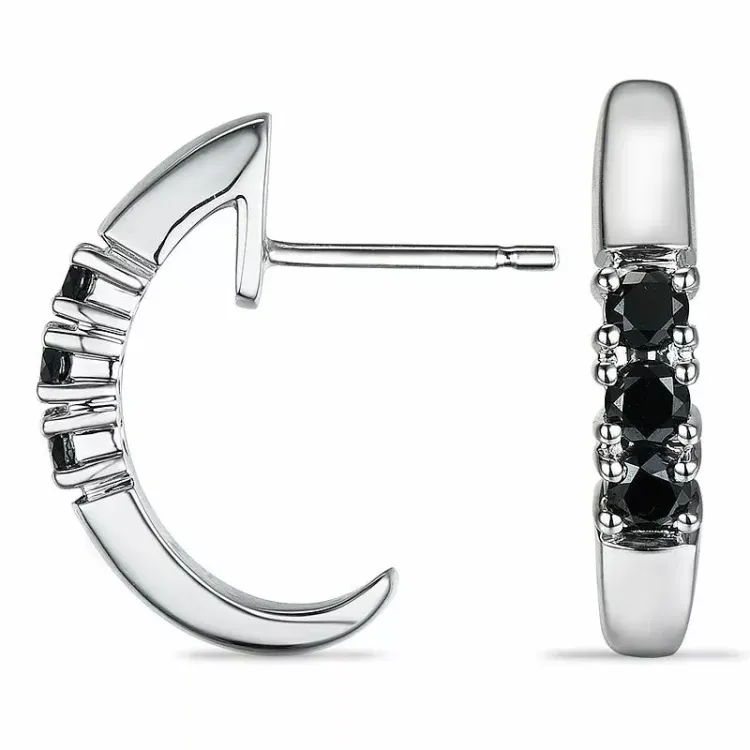 svarta diamant halvcreol i 9 karat vitguld med diamant