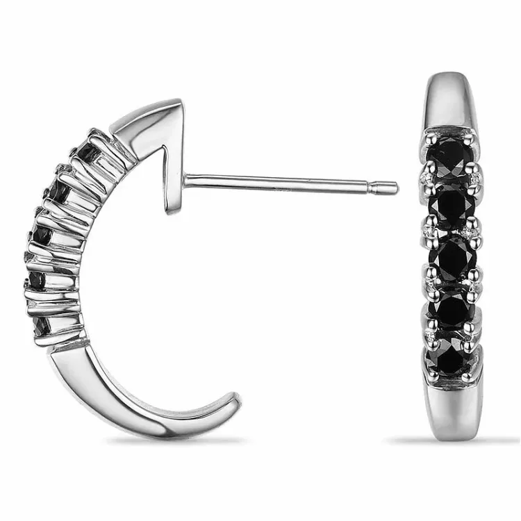 svarta diamant halvcreol i 9 karat vitguld med diamant 