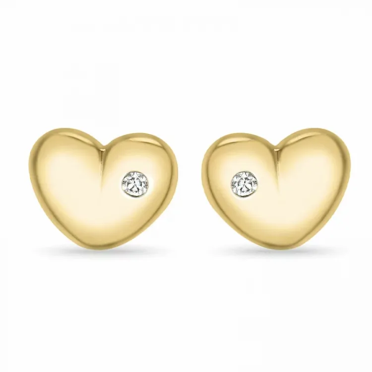 hjärta diamant örhängestift i 9 karat guld med diamant
