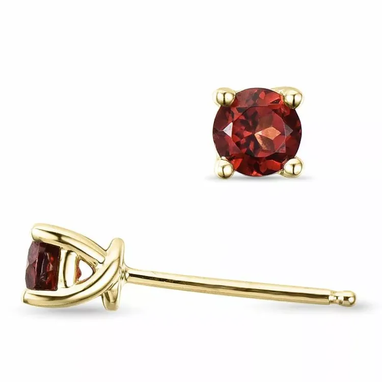 2 x 0,32 ct granat solitäreörhängestift i 9 karat guld med granat