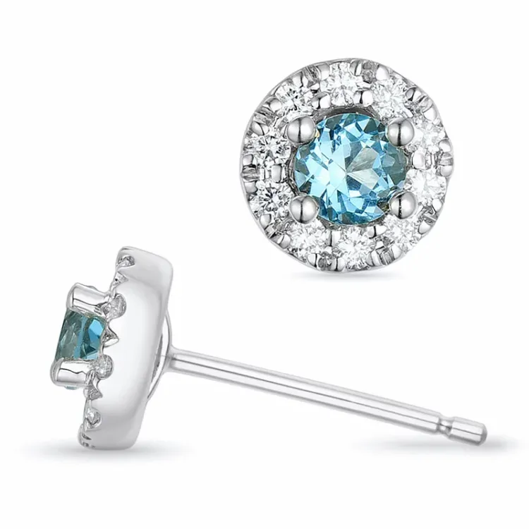 runda topas briljiantöronringar i 9 karat vitguld med topas och diamant 