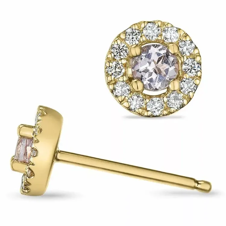 morganit diamantörhängen i 9 karat guld med morganit och diamant 