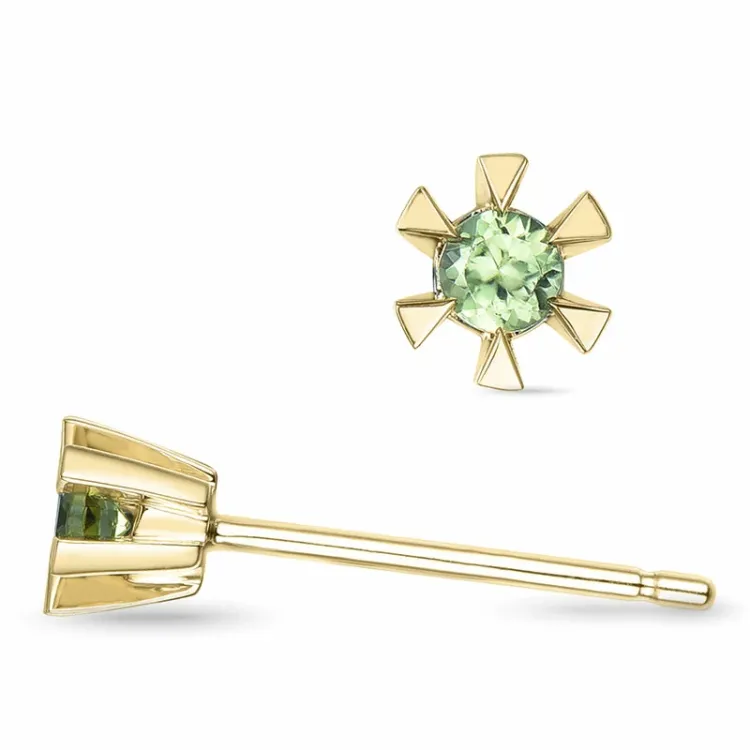 2 x 0,05 ct peridot solitäreörhängestift i 9 karat guld med peridot
