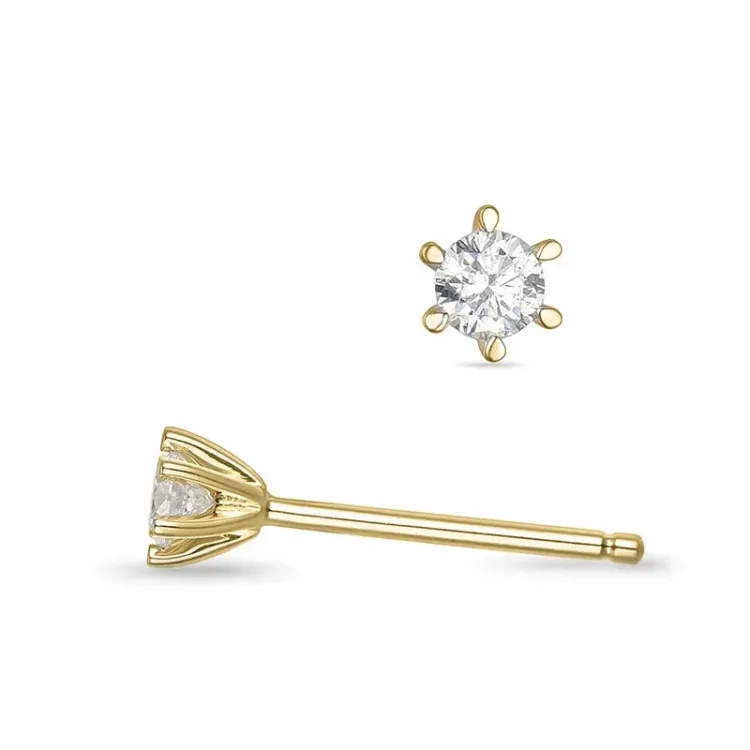 2 x 0,08 ct solitäreörhängestift i 9 karat guld med diamant 