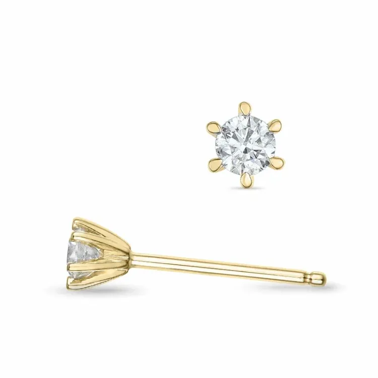 2 x 0,09 ct solitäreörhängestift i 9 karat guld med diamant 