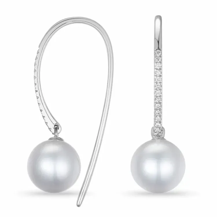 pärla diamantörhängen i 9 karat vitguld med diamant 