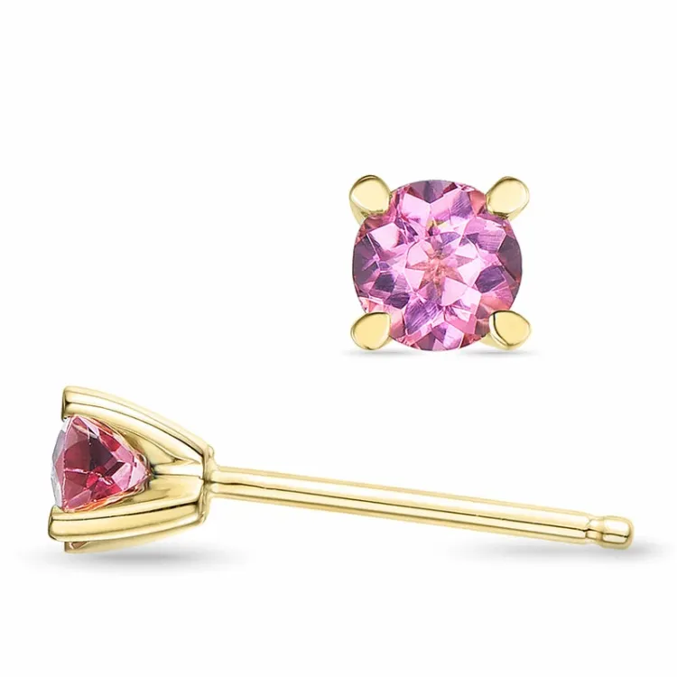 2 x 0,22 ct rosa turmalin solitäreörhängestift i 9 karat guld med turmalin
