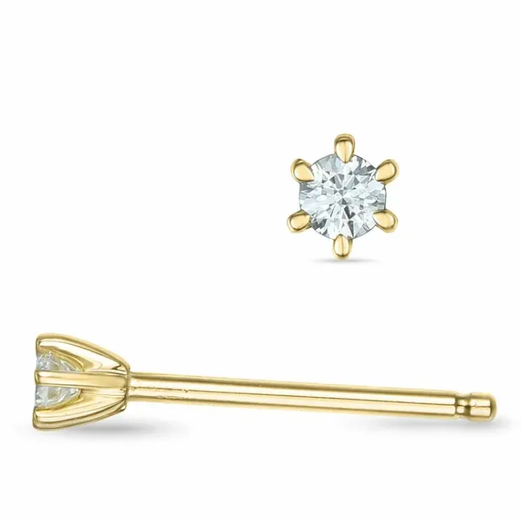 2 x 0,03 ct diamant solitäreörhängestift i 9 karat guld med diamant 