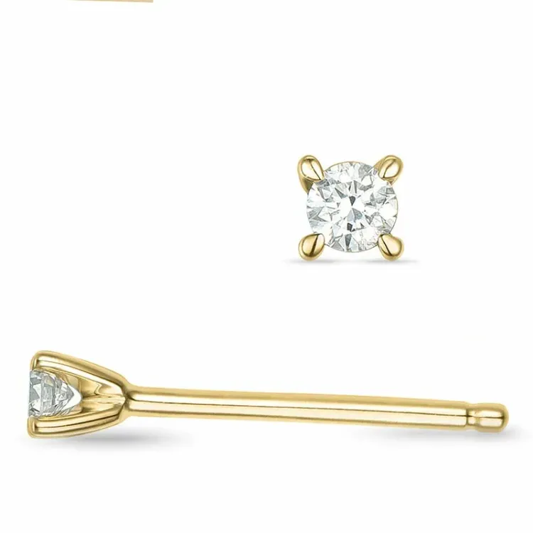 2 x 0,03 ct diamant solitäreörhängestift i 9 karat guld med diamant 
