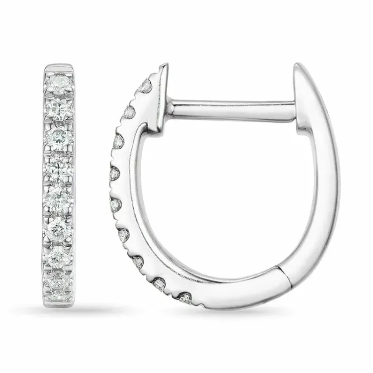 diamant creol i 9 karat vitguld med diamant 