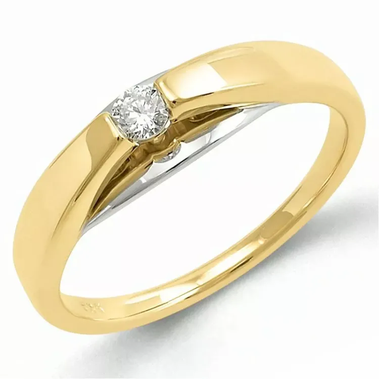 diamant ring i 9 karat guld- och vitguld 0,10 ct