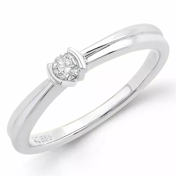 rund diamant vitguldsring i 9 karat vitguld 0,10 ct