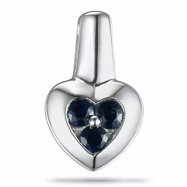 Hjärta safir hängen i 9 carat vitguld 0,24 ct