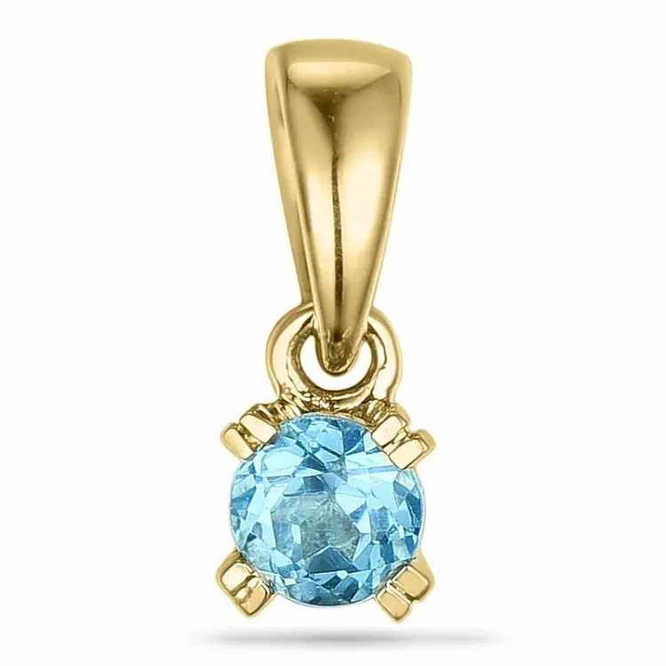 Runt topas hängen i 9 carat guld 0,14 ct