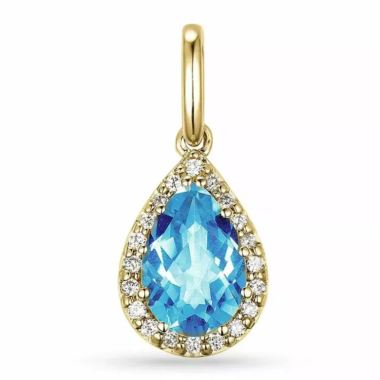 topas diamantberlocker i 9 carat guld 2,0 ct 0,10 ct