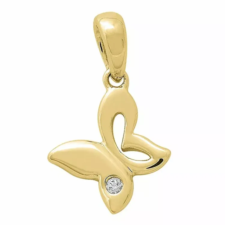 Fjärilar diamant hängen i 9 carat guld 0,01 ct