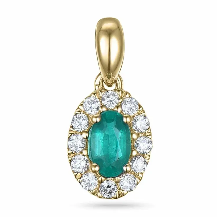 smaragd diamantberlocker i 9 carat guld 0,16 ct 0,25 ct