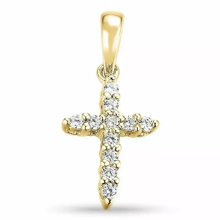 kors hängen i 9 carat guld 0,10 ct