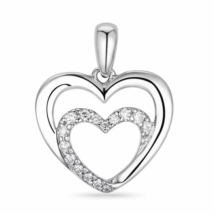 hjärta diamant hängen i 9 carat vitguld 0,12 ct