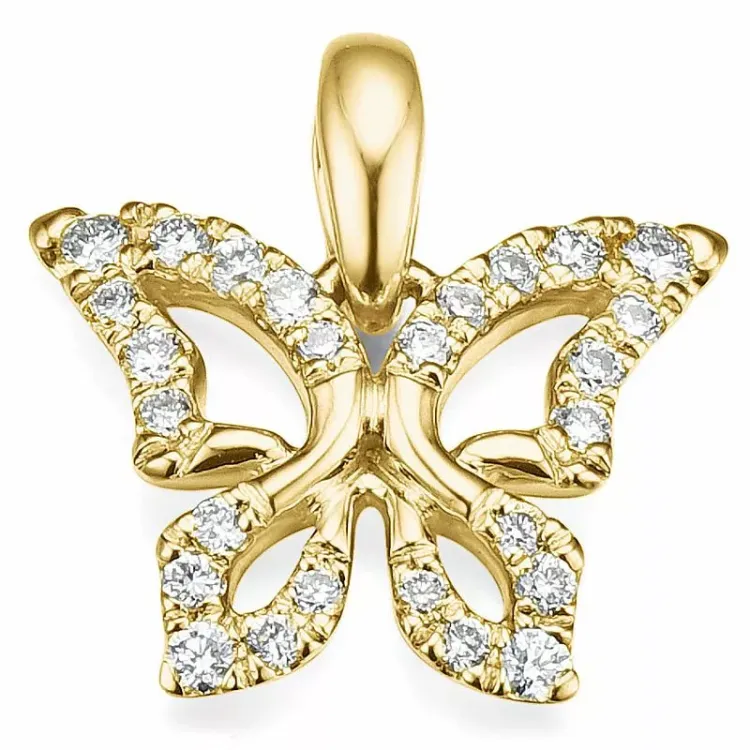 fjärilar diamantberlocker i 9 carat guld 0,13 ct