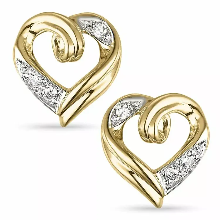 Hjärta diamant örhängestift i 9 karat guld och vitguld med diamanter 