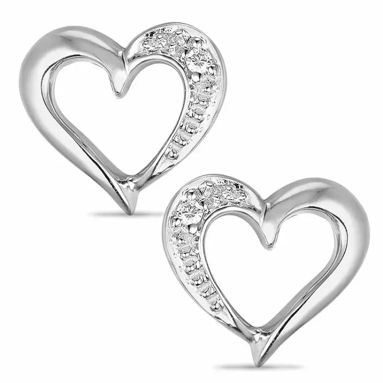 hjärta diamant örhängen i 9 karat vitguld med diamant 