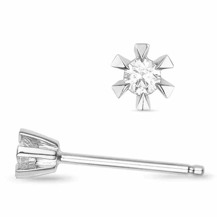 2 x 0,03 ct diamant solitäreörhängestift i 9 karat vitguld med diamant 