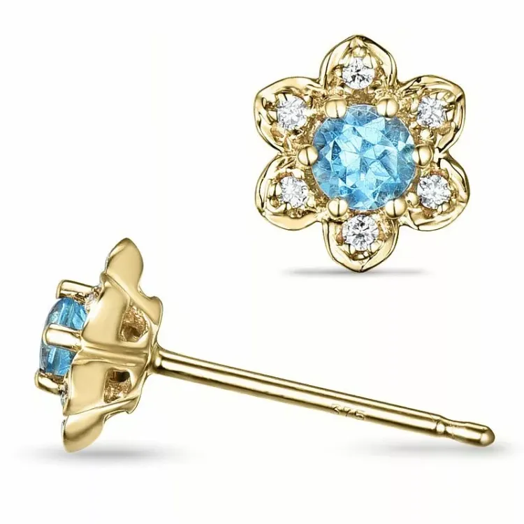 Blommor topas diamantörhängen i 9 karat guld med diamanter och topaser