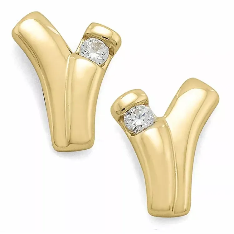 Diamant örhängestift i 9 karat guld med diamanter 