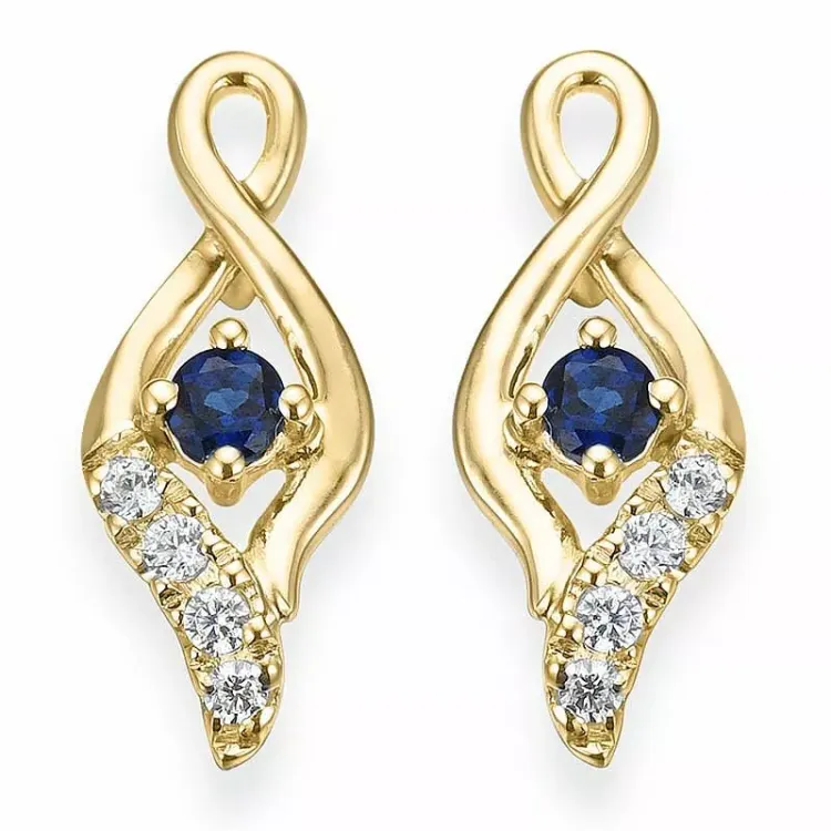 safir diamantörhängen i 9 karat guld med diamant och safir 